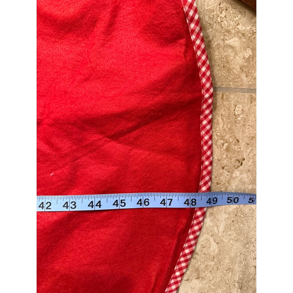 Vintage Handmade Christmas Tree Skirt Patchwork Santa Snowman Gingerbread - Picture 7 of 7